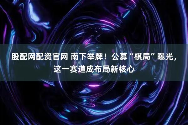 股配网配资官网 南下举牌！公募“棋局”曝光，这一赛道成布局新核心